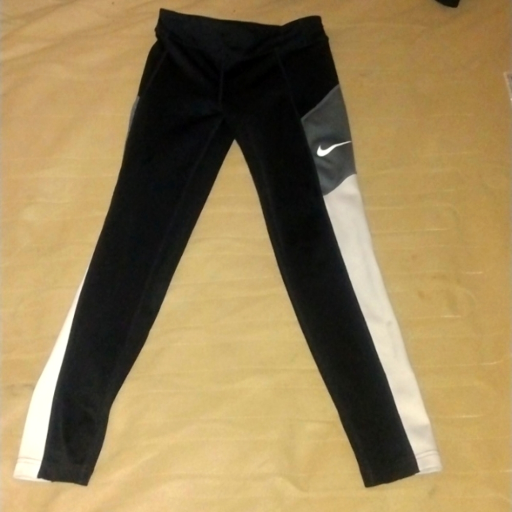 Nike Leggings Youth Girl's Large Black White Gray